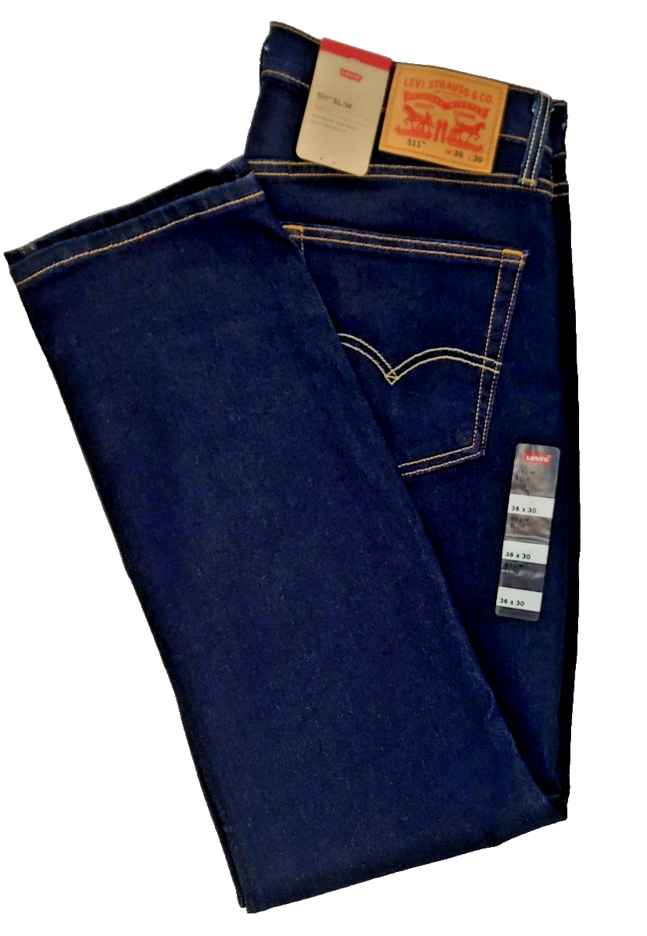 Levi's 511 Slim Fit Jeans Mens 36x30 Dark Wash Indigo Stretch Denim NWT $70